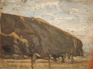 Figures On A Beach Below Cliffs — Sir Alfred James Munnings