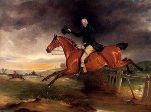 George Marriott On His Bay Hunter Taking A Fence — Sr John E Ferneley