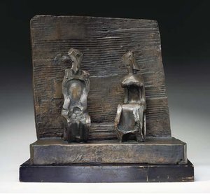 Two Seated Figures Against Wall — Henry Moore