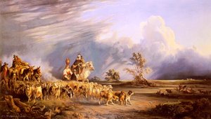 Goat herders in a neapolitan landscape