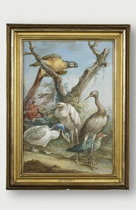 Oiseaux Divers, Dont Un Perroquet Perché — Jean-baptiste Oudry