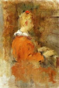 Girl In Red At The Piano — Theodore Robinson, Post-impressionism