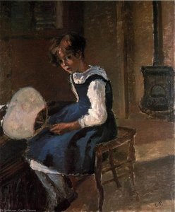 Portrait Of Jeanne With A Fan — Camille Pissarro