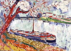 Barges On The Seine Near Le Pecq — Maurice De Vlaminck