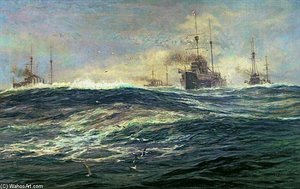 1st Battle Squadron Of Dreadnoughts Steaming Down The Channel — William Lionel Wyllie