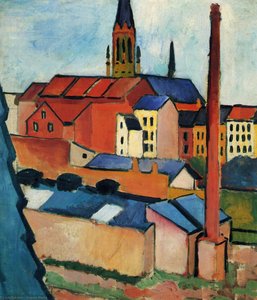 St. Mary's With Houses And Chimney (bonn) — August Macke
