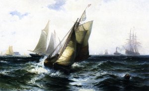 Ships In New York Harbor — Edward Moran