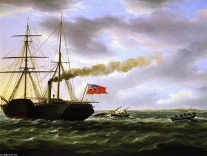 Unidentified British Steamer Rescuing Crew Of Overset Small Blat — James Edward Buttersworth