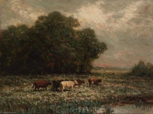 Untitled (landscape With Cattle Grazing) — Edward Mitchell Bannister