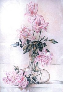 Pink Roses In A Vase, (painting) — Emily C Adams