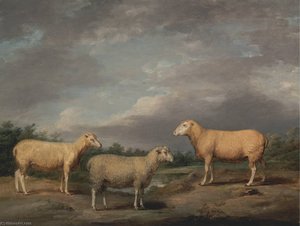 Ryelands Sheep, The King's Ram, The King's Ewe And Lord Somerville's Wether — James Ward, Romantic Landscape