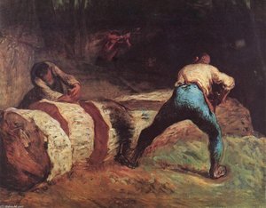 The Wood Sawyers — Jean-françois Millet, Barbizon School Realism