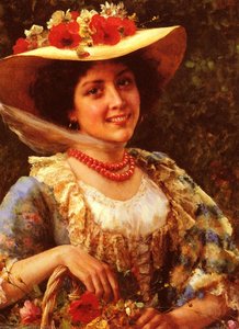 Straw Hat With Poppies — Federigo Andreotti