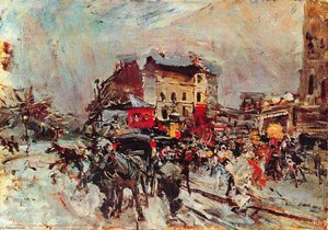 Exit Of A Costumes Ball In Montmartre — Giovanni Boldini