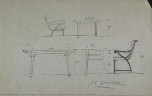1 Room (design Sketches For Easy Chairs And Tables) — Franz Ehrlich