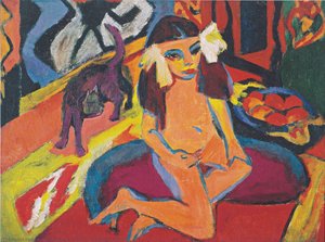 Girl With Cat (franzi) — Ernst Ludwig Kirchner, German Expressionism