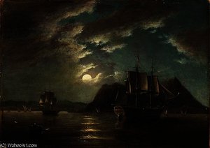 The minden 74 off gibraltar in moonlight