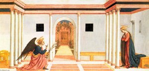 Annunciation (predella 3) — Domenico Veneziano