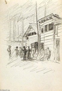 Crowd By Building — John Ottis Adams