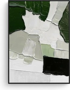 Handpainted Abstract Oil Canvas In Black Frame, Abstract Art