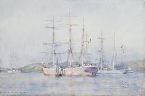 Two French Barques At Their Anchorage In Carrick Roads — Henry Scott Tuke