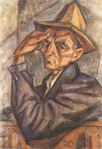 Self-portrait With Yellow Hat — Janos Kmetty