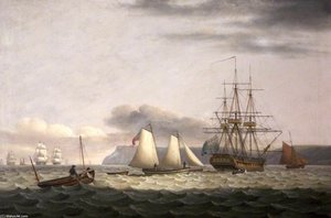 Man Of War In Torbay — Thomas Luny