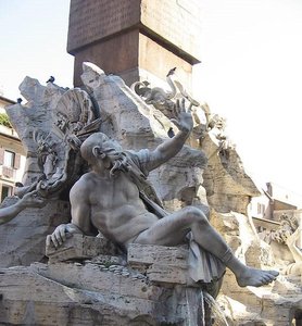 Fontana Dei Quattro Fiumi (fountain Of The Four Rivers) Rio Del Plata — Gian Lorenzo Bernini, Baroque