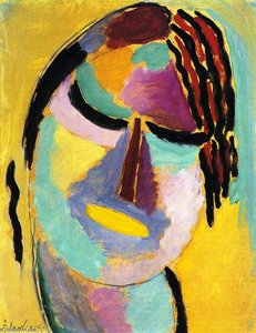 Mystical Head: Yellow Mouth Within Violet — Alexej Von Jawlensky, Expressionism