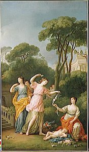 JEUNES FILLES PARANT DE FLEURS L'AMOUR ENDORMI