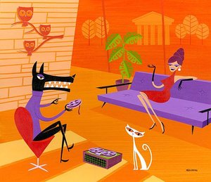 Lupus And Minerva Discuss The Emperors Fate — Josh Agle (shag), Pop Surealism