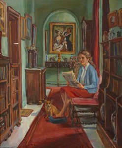 Cliffe Castle Interior ( ), with a Seated Girl and Dog