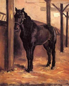 Yerres, Dark Bay Horse In The Stable — Gustave Caillebotte, Realism