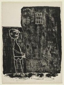 Pisser At The Wall (pisseur Au Mur) From The Supplementary Suite For The Book Les Murs By Eugène Guillevic — Jean Philippe Arthur Dubuffet