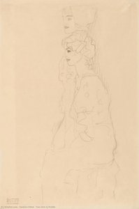 Two Girls In Profile — Gustav Klimt, Art Nouveau