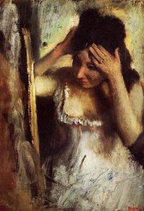 Woman Combing Her Hair Before A Mirror — Edgar Degas, Impressionism