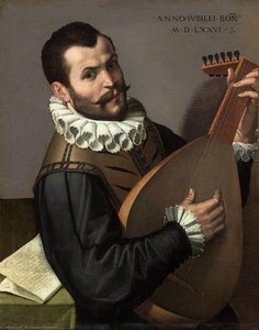 Portrait Of A Man Playing A Lute — Bartolomeo Passerotti, Mannerism