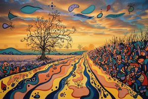 Ephemeral Echoes: A Miróesque Landscape — Jacques Villedieu, Surrealist Biomorphic Abstraction
