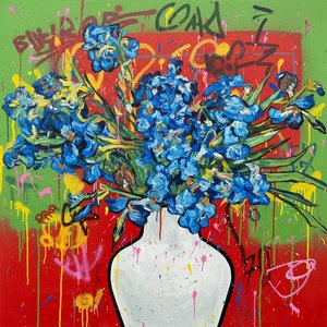 Chromatisches Chaos: Eine Energetische Symphonie Aus Impasto-blumen Und Gestischer Kalligrafie — Caroline Pelletier, Aggressiver Konfrontativer Pop