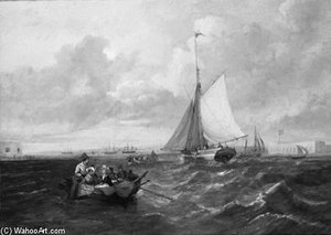 Ferrying Across The Harbour Mouth At Portsmouth — John Wilson Carmichael
