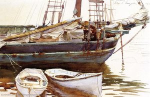 Schooner, Catherine, Somesville, Maine — John Singer Sargent, Impressionist Watercolor Painting