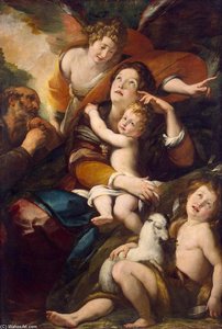 Holy Family With John The Baptist And An Angel — Giulio Cesare Procaccini, Baroque