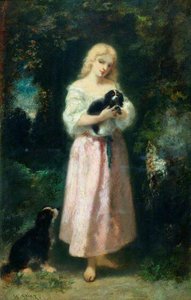 Girl With Dogs — Narcisso Díaz De La Peña
