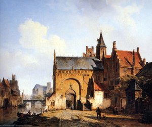 Fantasy Cityview Of Maassluis — Cornelis Springer, Romanticism
