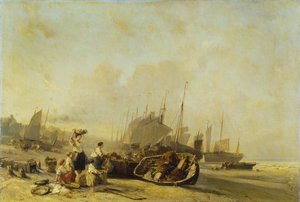 Boats On The Shore At Calais — Eugène Louis Gabriel Isabey