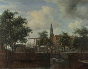 The Haarlem Lock, Amsterdam — Meindert Hobbema
