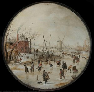 Paisaje Invernal Con Patinadores — Hendrick Avercamp, Dutch Golden Age