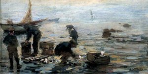 Coast Scene With Fishermen — Frederick William Jackson