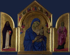 The Virgin And Child With Saints Dominic And Aurea — Duccio Di Buoninsegna