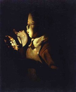 Boy Blowing At A Lamp — Georges De La Tour, Baroque Religious Painting